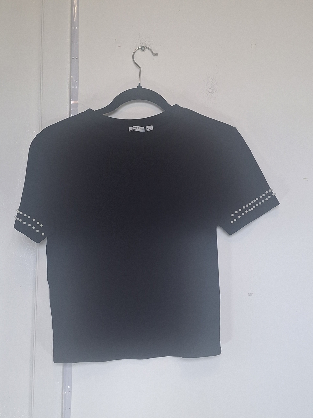 Zara Black Short Sleeve Studded Tee
